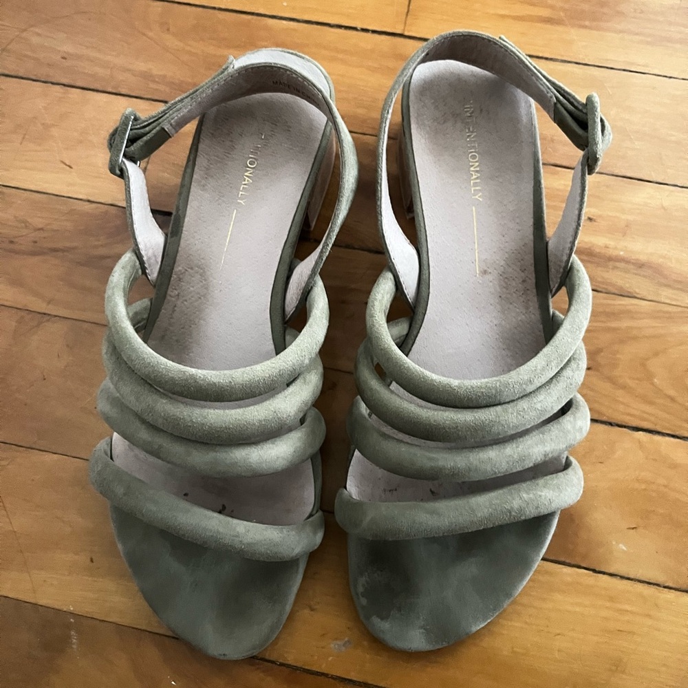 Sage Green Intentionally Blank Suede Slingback Sandals